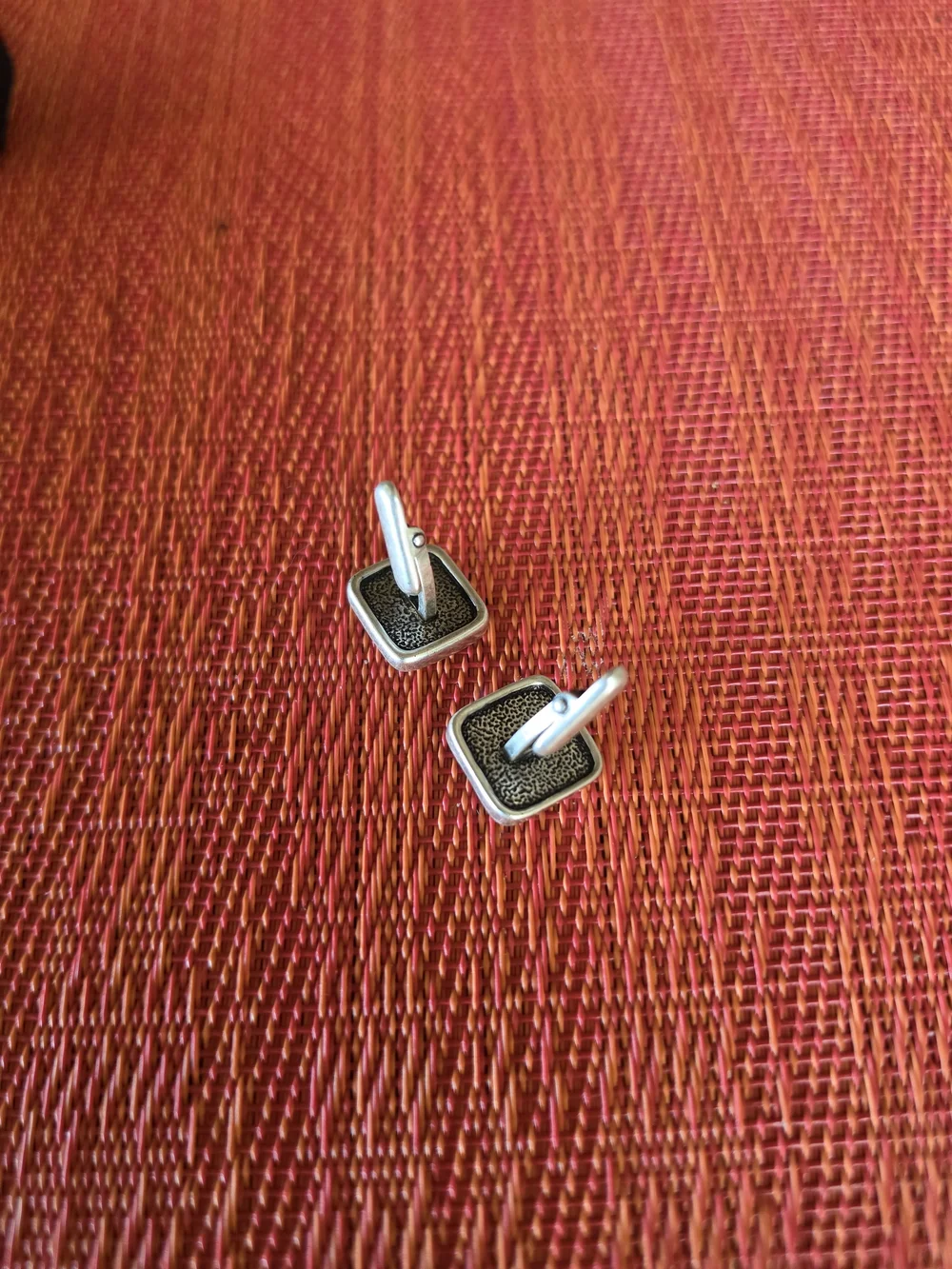 Vintage Brushed Silver Tone Martini & Olive Cufflinks - EUC